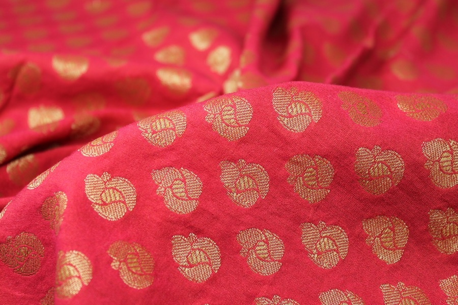 Indian Cotton Brocade - Red / Gold