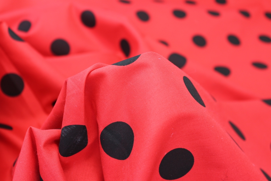 Polka Dot / Spot Cotton - Black and Red