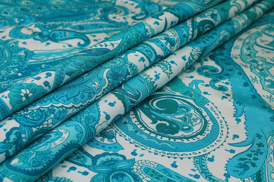 Printed Grosgrain - Turquoise on Pale Mint
