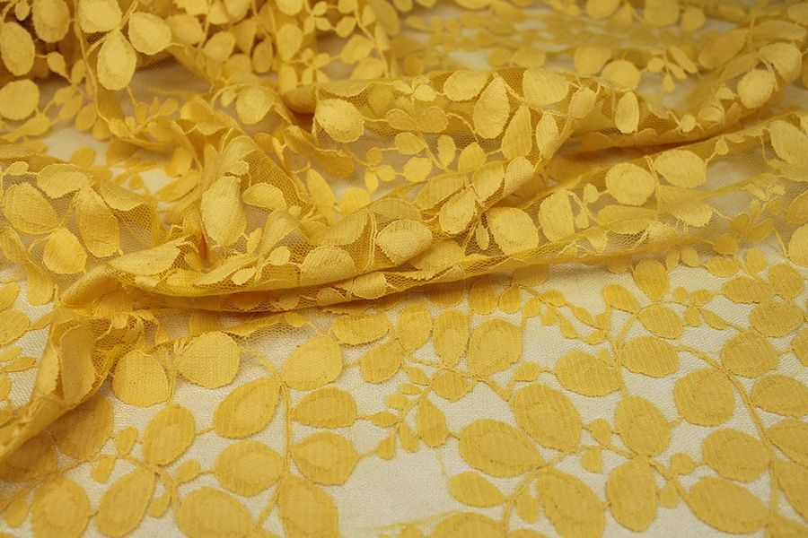 LAST PIECE - Leaf Pattern Lace - Yellow