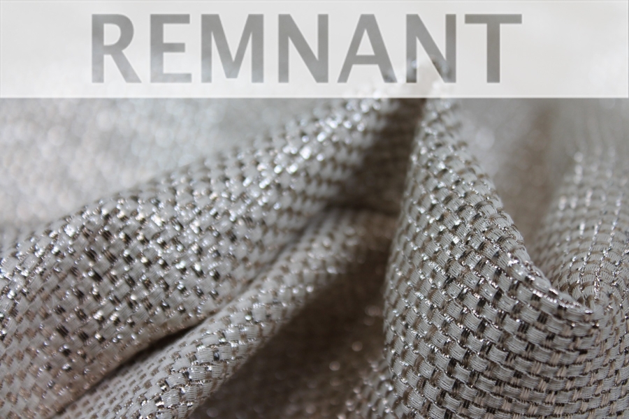 REMNANT - Metallic Texture Basket Weave - Gold Ivory - 1.10m Piece