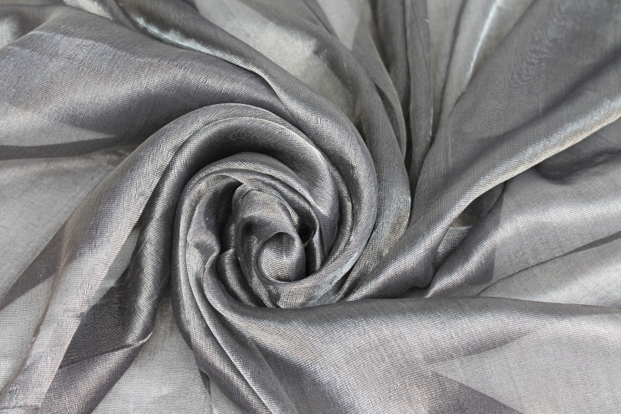 Silk Metallic Chiffon - Black Silver