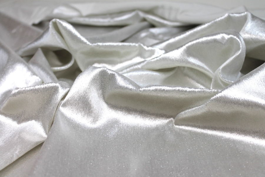 Foiled Silk Velvet - Ivory with Silver