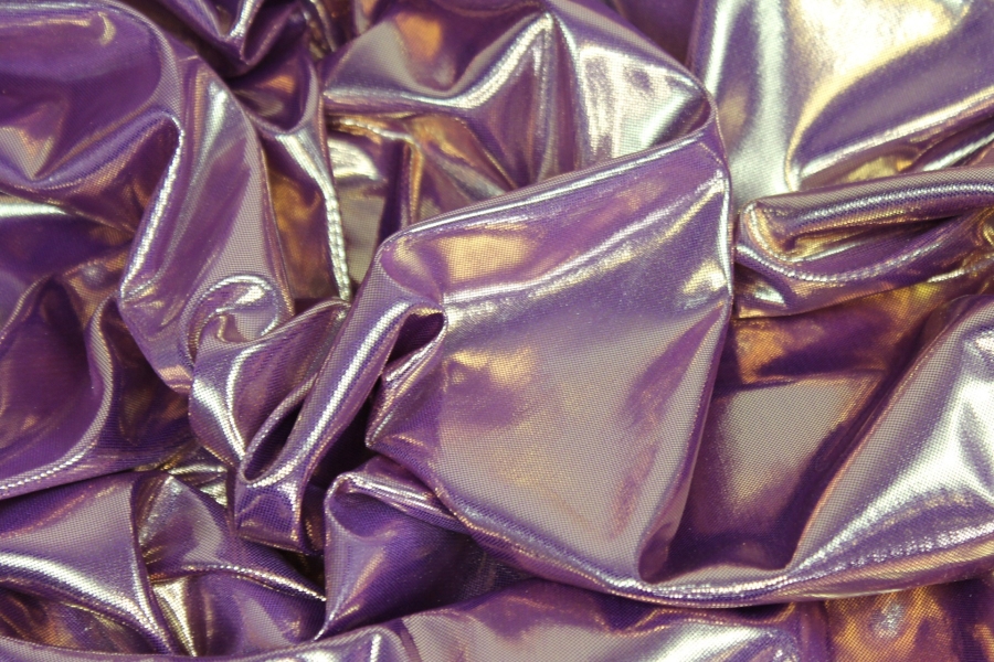 Metallic Foiled Jersey - "Liquid Lamé" - Purple / Gold