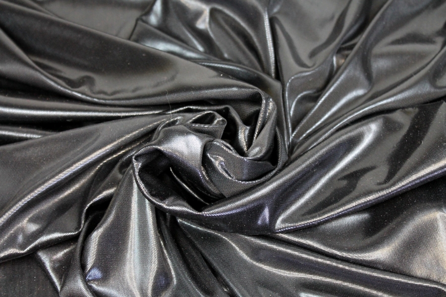 Metallic Foiled Jersey - "Liquid Lamé" - Black / Black