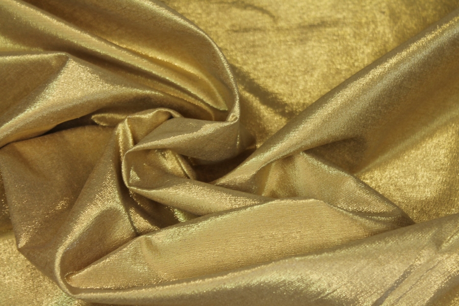 Metallic Silk Noil - Straw Gold shot Gold