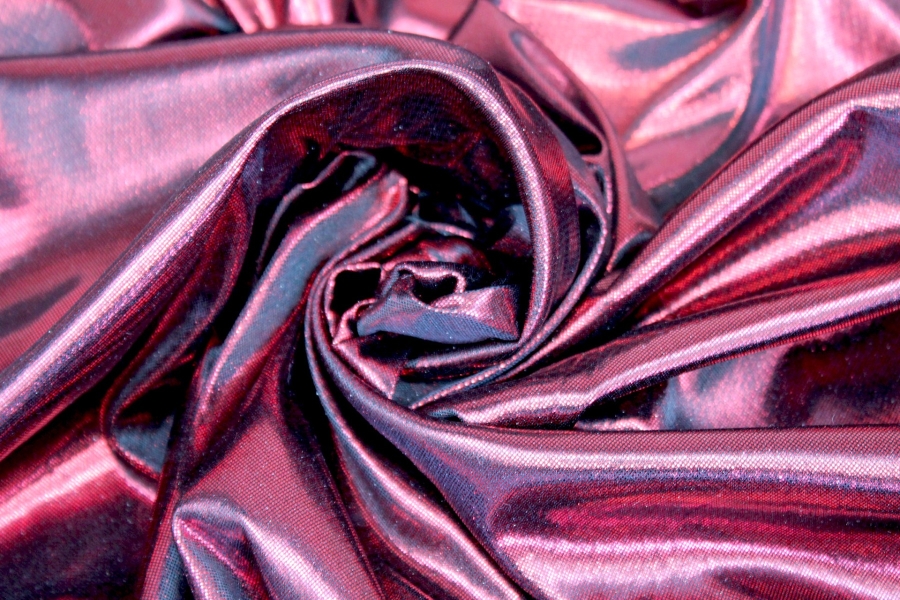 Metallic Foiled Jersey - "Liquid Lamé" - Black / Red