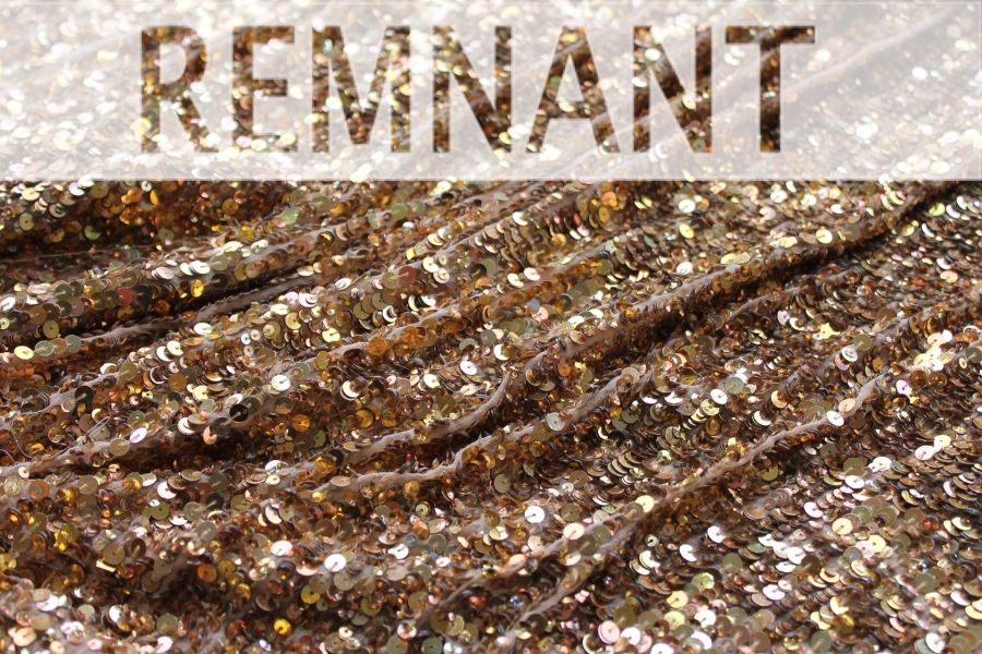 REMNANT - Warm Gold Mixed Sequin On Silk Georgette - 1m Piece