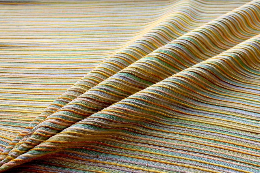 Chunky Stripe Silk Lurex Matka - Orange/Green
