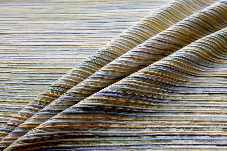 Chunky Stripe Silk Lurex Matka - Yellow/Green