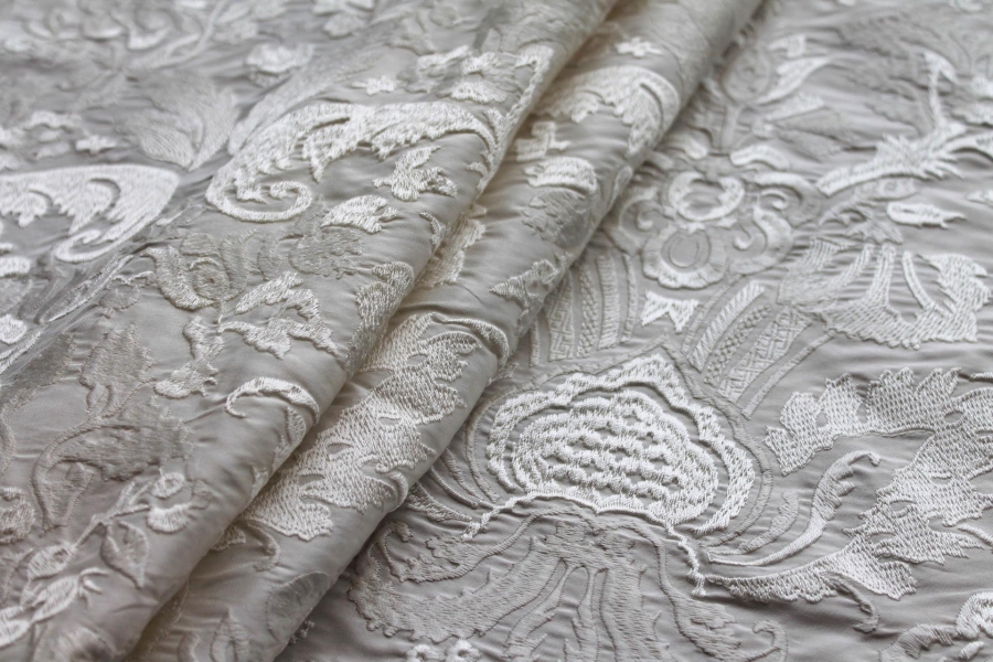 Heavy Jacquard Style Embroidery - Ivory