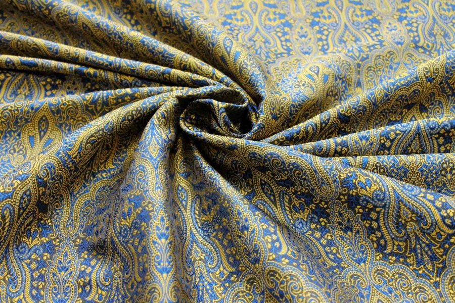 Banaras Brocade - Blue and Yellow