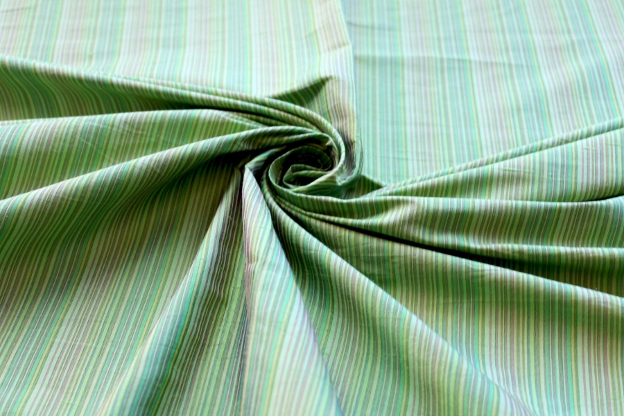 LAST PIECE - Multi Striped Silk Dupion - Green