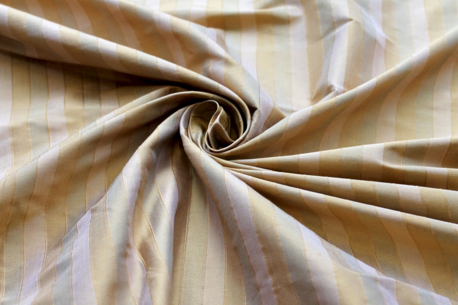 Wide Striped Silk Dupion - Gold and Green