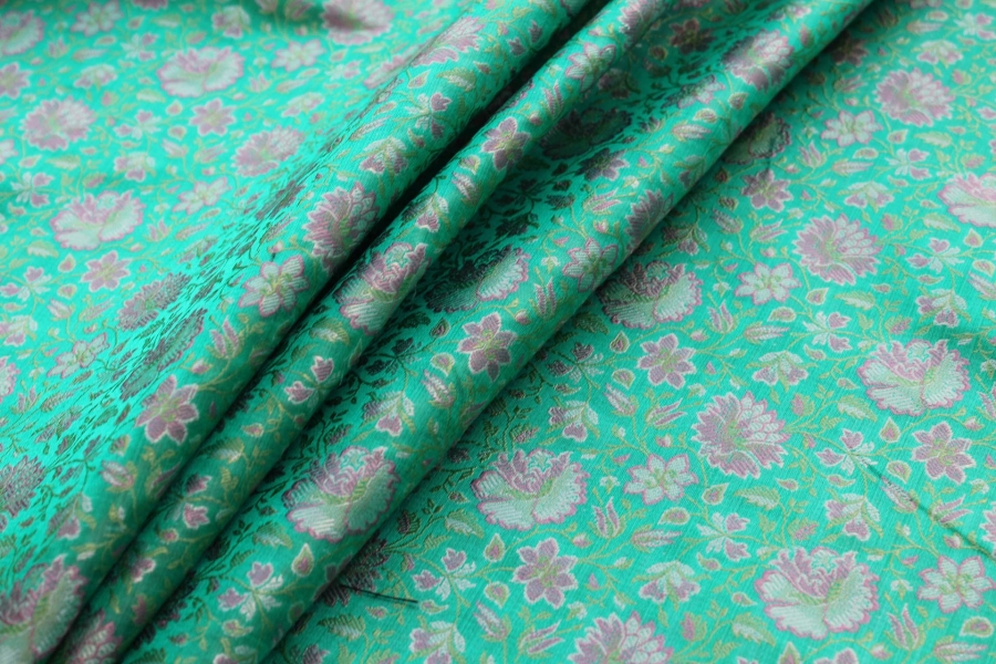 Banaras Brocade - Green and Pink