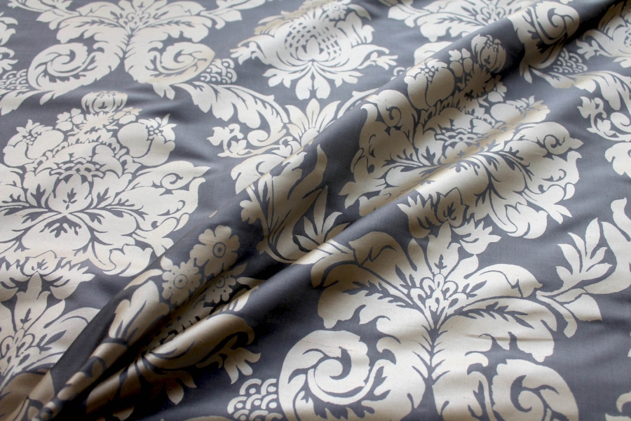 Rococo Printed Silk Dupion - Grey