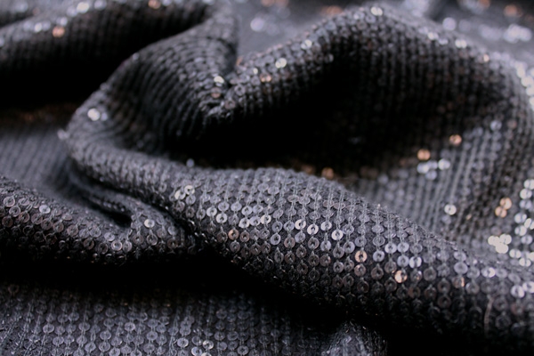 Micro Sequin On Silk Chiffon - Black