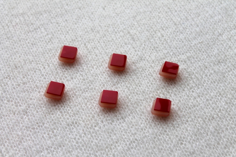 Red and White Resin Button - Square