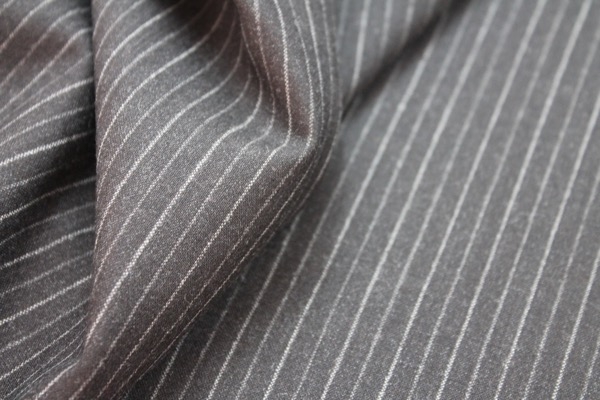 Wool Suiting - Brown with Grey Pinstripe
