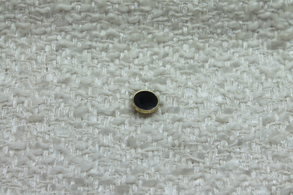 Small Gold Metal Shank Button with Black Glass Inlay