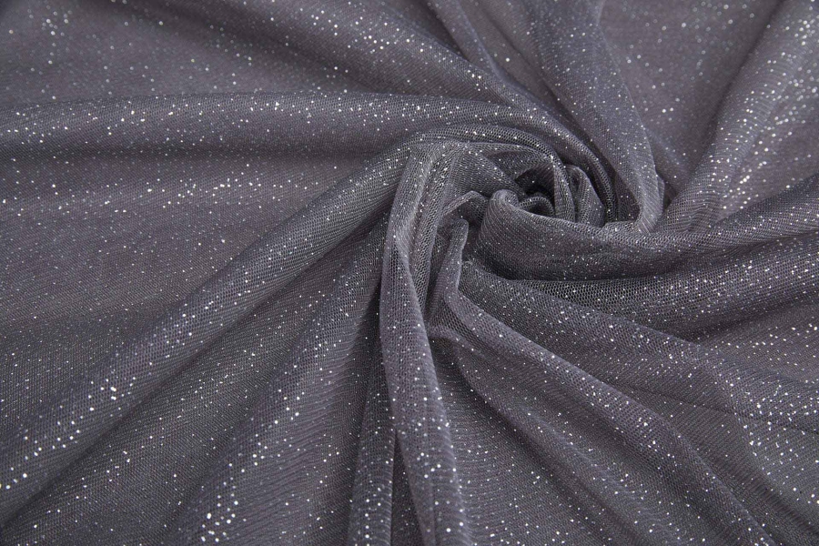 Dark Grey and Silver Glitter Tulle