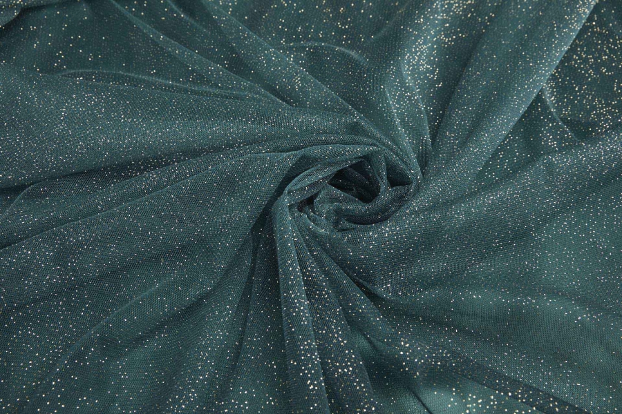 Dark Teal and Gold Glitter Tulle