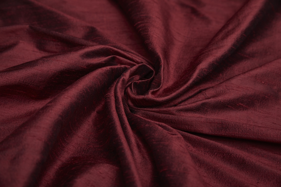 Textured Silk Dupion - Dark Red shot Black