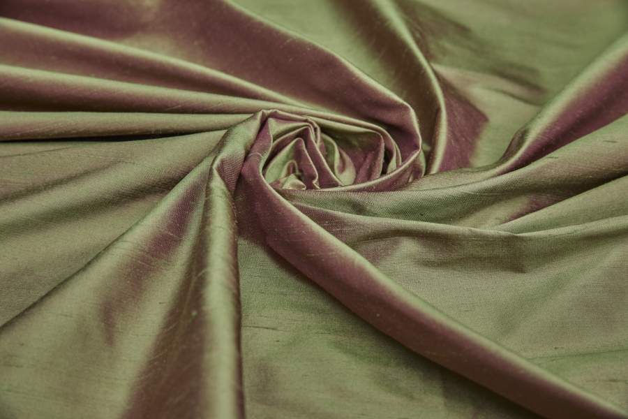 Silk Dupion - Pink shot Green