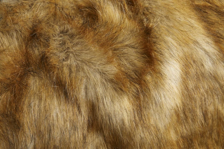Faux Fur - Extra Long Pile Pale Brown and Orange with Black Tips
