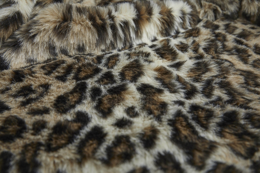Faux Fur - Medium Pile Leopard in Cream, Light Brown and Black 