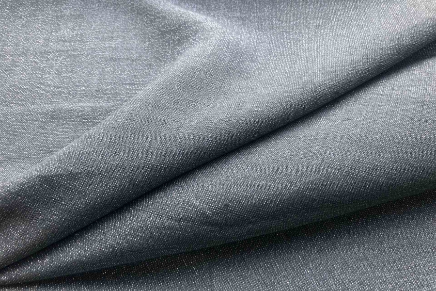 Linen with Lurex - Blue Grey and Silver