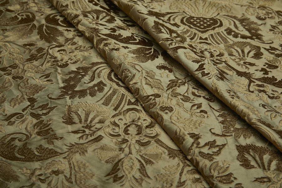 Heavy Jacquard Style Embroidery - Deep Gold - 135 cm
