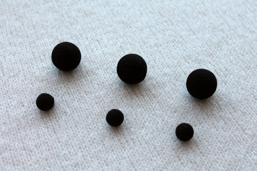 Round Corded Ball Button - Black - Small
