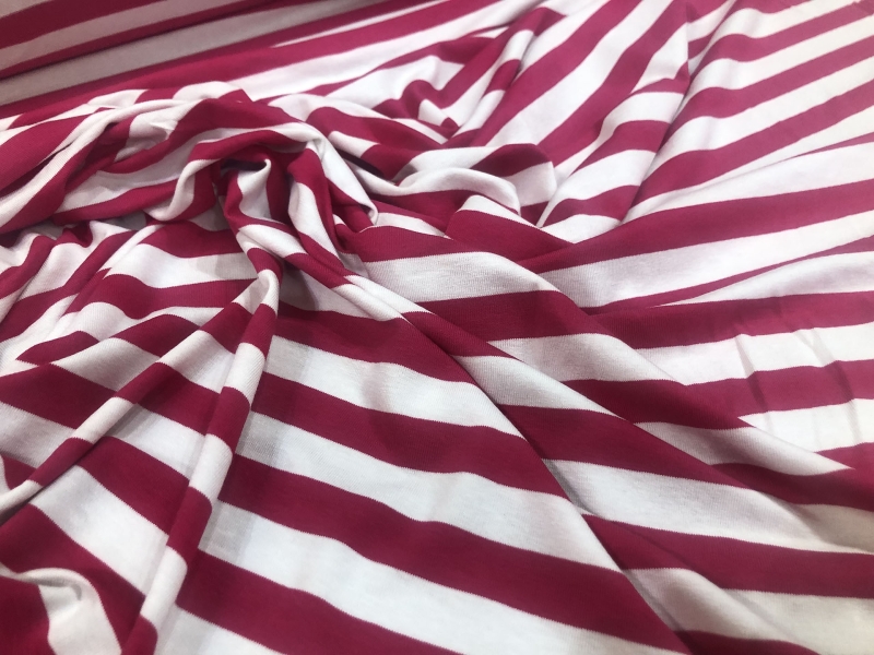 Woven Stripe Jersey - Magenta / White