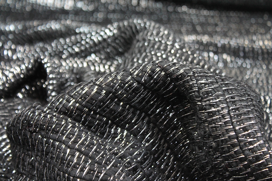 Black and Silver Lurex Loose Weave Fabric