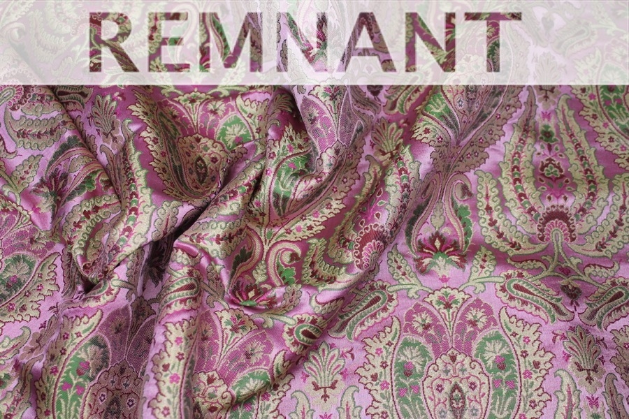 REMNANT - Heavy Banaras Brocade - Dusty Pink, Gold and Green - 0.6m Piece