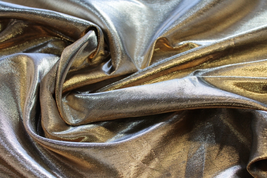 BACK IN STOCK - Colour Changing Silver and Gold Lurex Backed Duchesse Satin