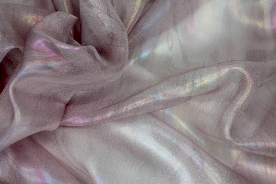 Foil Printed Chiffon - Pale Pink Oil Slick