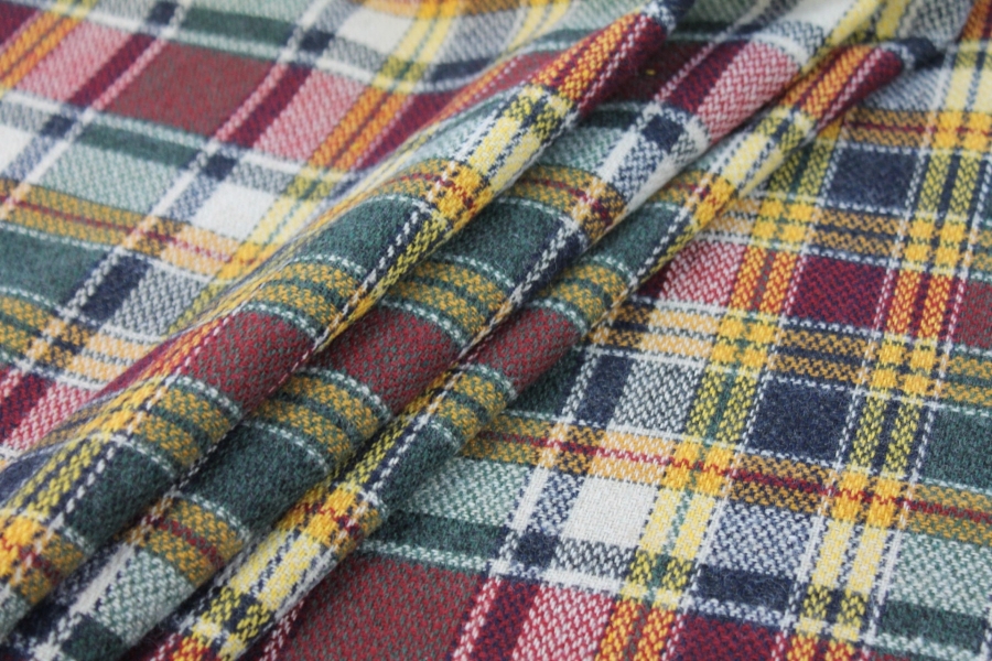 OUT OF STOCK - Wool Tartan Flannel - Navy, Green, Burgundy and Yellow