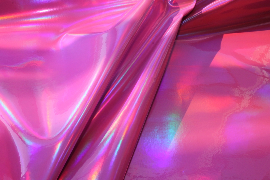 Pink Iridescent Holographic Glossy PVC / Leatherette