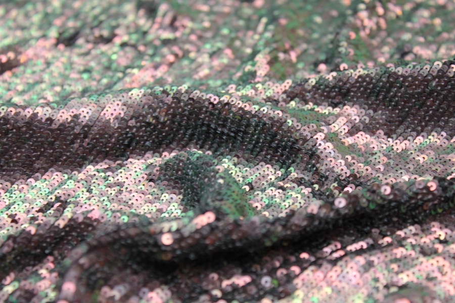 Overlapping Micro Sequin On Silk Chiffon - Iridescent Mauve