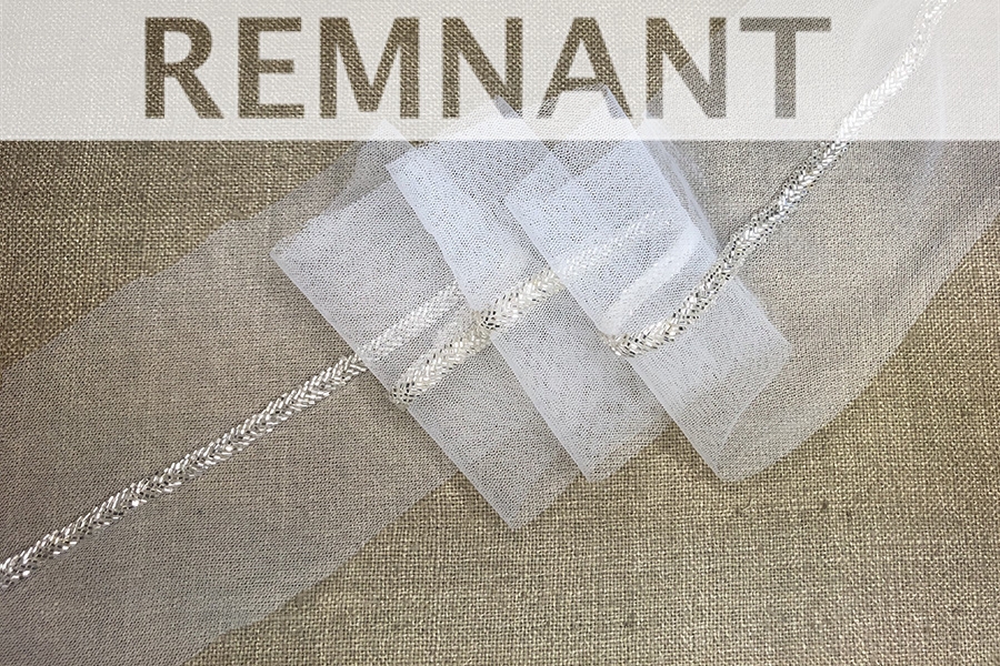 REMNANT - Beaded Micro Trim - Herringbone - Silver - 0.5m Piece