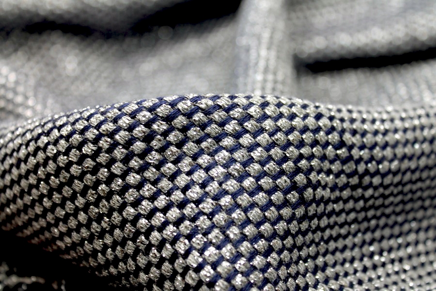 Navy, Grey and Silver Basket Weave