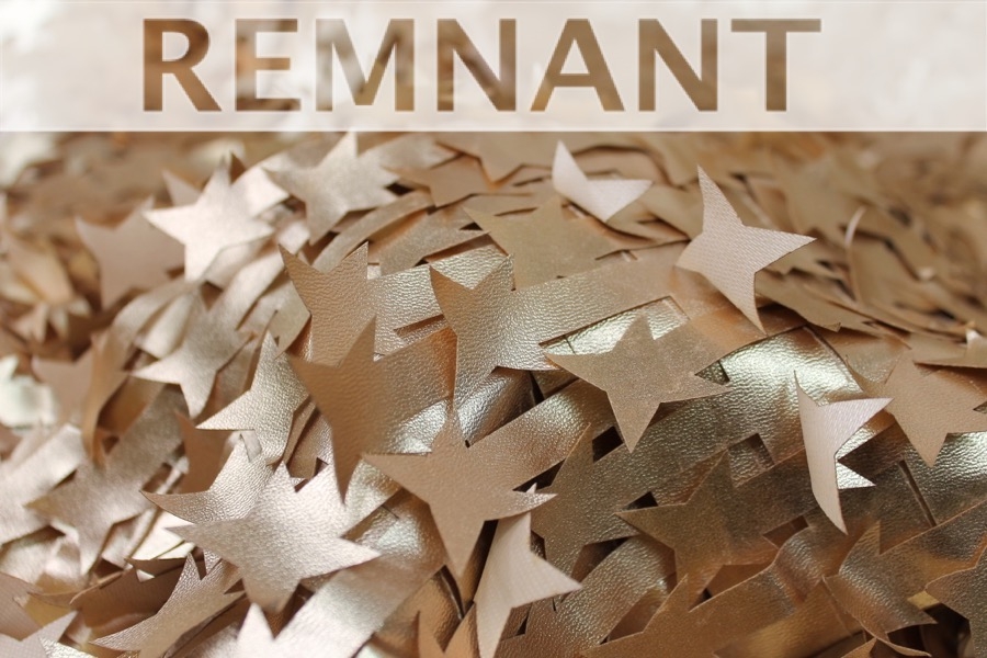 REMNANT - Gold Leatherette Stars on Tulle - 0.1m Piece