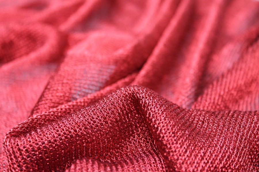 Fine Metallic Thread Knit - Red