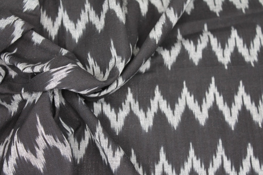 Light Weight Cotton Ikat - Black and White