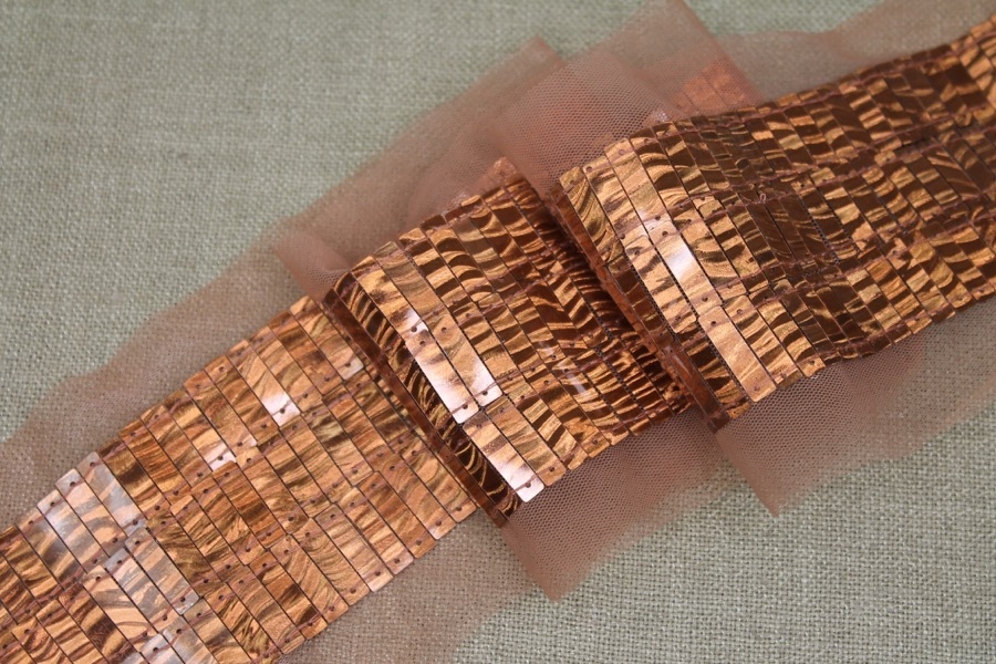 Rectangular Sequin Trim - Copper