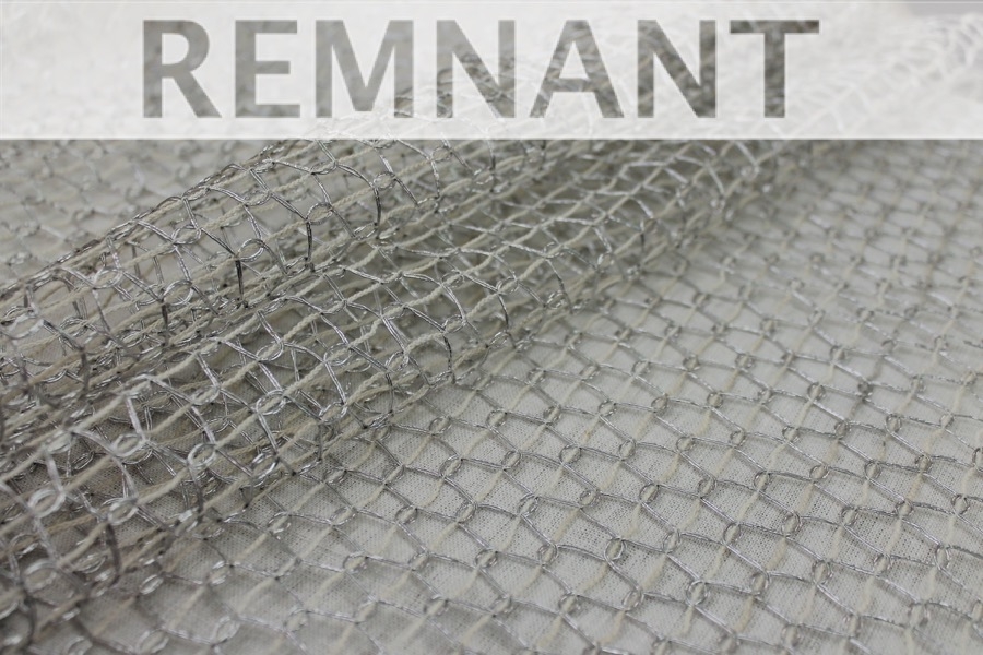REMNANT - Metallic Thread Texture Weave - Off White / Silver - 0.1m Piece