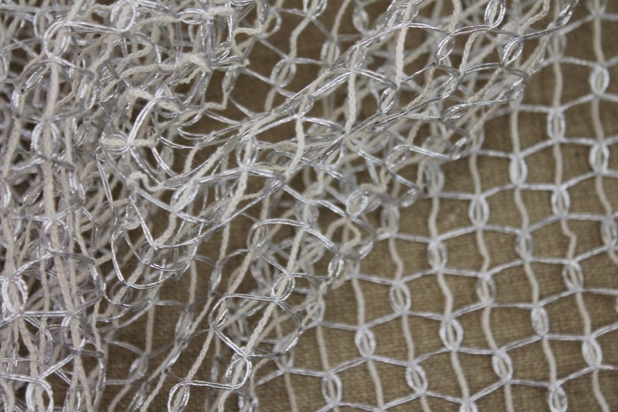 Metallic Thread Texture Weave - Off White / Silver