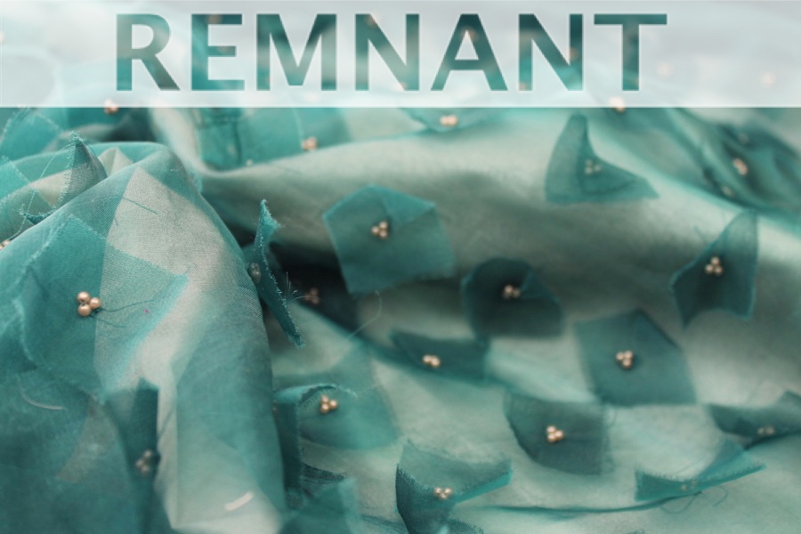REMNANT - Appliqué and Pearl Silk Organza - Teal - 1m Piece